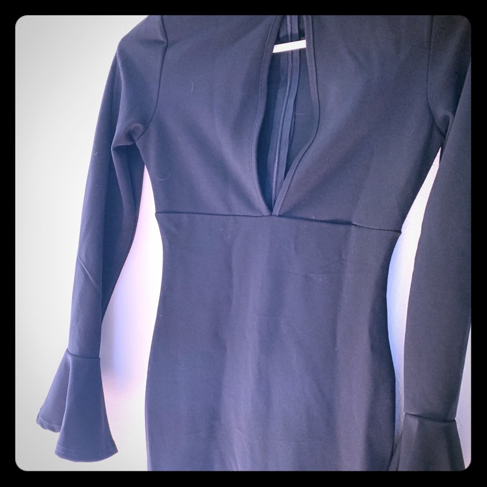 Black dress with bell sleeves